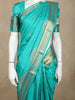 Cyan Blue Annapakshi Motif Woven Pure Kanchipuram Silk Saree with Zari Border