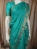 Cyan Blue Floral Butta Zari Woven Design Pure Kanchipuram Silk Saree with Matching Zari Border
