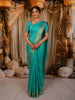 Cyan Blue Floral Butta Zari Woven Design Pure Kanchipuram Silk Saree with Matching Zari Border