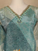 Cyan Blue Floral Printed Cotton Salwar Suit with Dupatta - Diadem