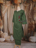 Forest Green Floral Printed Design Cotton Straight Cut Salwar Suit