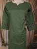 Forest Green Floral Printed Design Cotton Straight Cut Salwar Suit