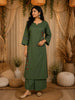 Forest Green Floral Printed Design Cotton Straight Cut Salwar Suit