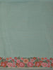 Cyan Blue Floral and Birds Motif Thread Embroidered Design Chiffon Fancy Saree with Floral Border