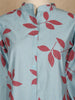 Cyan Blue Leaf Design Printed Cotton Kurti