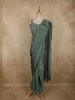 Cyan Green Sequins Embellished Design Georgette Ready To Wear Saree with Designer Blouse