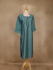Cyan Blue Solid Cotton Kurti With Button Detailing