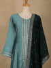 Cyan Blue Floral Embroidered Georgette Salwar Suit - Diadem