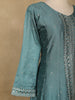 Cyan Blue Floral Embroidered Georgette Salwar Suit - Diadem