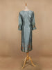 Cyan Blue Floral Printed Semi Silk Kurti - Diadem