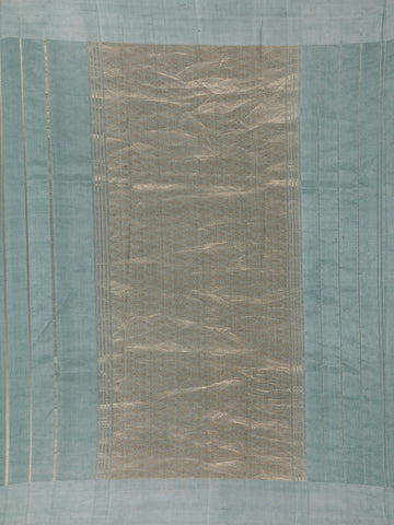 Cyan Blue Stripes woven Pure Tussar Silk Saree - Diadem