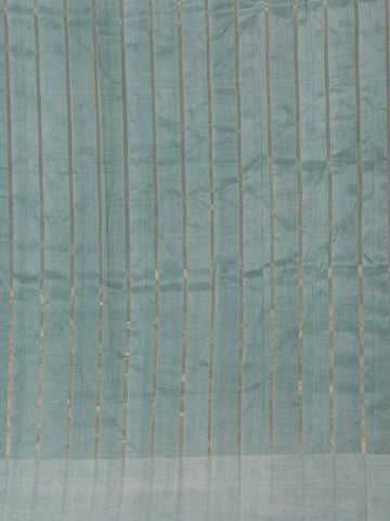 Cyan Blue Stripes woven Pure Tussar Silk Saree - Diadem