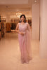 Blush Pink Heavy Sequins and Beads Embroidered Design Net Saree with Scalloped Border