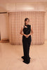 Classic Black Heavy Sequins and Beads Embroidered Design Satin Ready to Wear Draped Saree