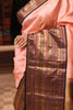 Peach Pink Butta Zari Woven Design Pure Kanchipuram Silk Saree with Contrast Varisai Pattu Border