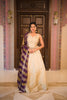 Champagne Gold Floral Beads and Mirror Embroidered Design Tissue Silk Lehenga with Contrast Stripes Dupatta