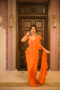 Orange Sequins and Beads Embroidered Satin Ruffle Ready to Wear Saree