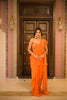Orange Sequins and Beads Embroidered Satin Ruffle Ready to Wear Saree
