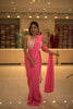 Hot Pink Solid Design Satin Ready to Wear Draped Saree with Designer Blouse