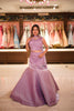 Soft Lavender Heavy Sequins and Beads Embroidered Net Mermaid Lehenga with Choker Dupatta