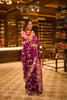Deep Wine Purple Floral Sequins and Beads Embroidered Design Net Designer Saree with Scalloped Border