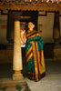 Peacock Blue Butta Woven Design Pure Kanchipuram Silk Saree with Contrast Retta Pattu Border