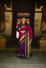 Magenta Purple Butta Zari Woven Design Pure Kanchipuram Silk Saree with Contrast Retta Pattu Border