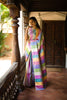Multicolor Striped Woven Design Pure Kanchipuram Silk Saree with Self Woven Border