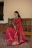 Rich Vermilion Crimson Red Floral Butta Zari Woven Design Pure Banarasi Saree with Floral Vine  Zari Border