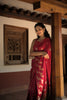 Rich Vermilion Crimson Red Floral Butta Zari Woven Design Pure Banarasi Saree with Floral Vine  Zari Border