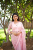 Soft Peach Pink Heavy Sequins Embroidered Design Net Fancy Saree with Scalloped Border