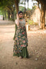 Bottle Green Floral Zari Embroidered Design Georgette Palazzo Suit with Dupatta