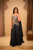 Midnight Navy Blue Heavy Sequin and Beads Embroidered Design Organza Ready To Wear Saree with Designer Blouse