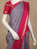 Dark Blue Checked Woven Pure Kanchipuram Silk Saree with Contrast Pink Zari Border