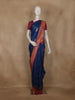 Dark Blue Cow Motif Woven Semi Soft Silk Saree