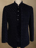 Dark Blue Geometric Beads Embroidered Design Velvet Men's Sherwani Suit
