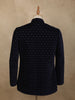 Dark Blue Geometric Beads Embroidered Design Velvet Men's Sherwani Suit