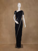 Dark Blue Floral Designed Georgette Saree With Stone Work Border