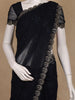 Dark Blue Floral Designed Georgette Saree With Stone Work Border