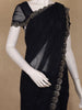 Dark Blue Floral Designed Georgette Saree With Stone Work Border