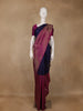Dark Blue Floral Designed  Kanchipuram Silk Saree With Zari Border