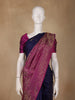 Dark Blue Floral Designed  Kanchipuram Silk Saree With Zari Border