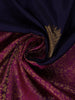 Dark Blue Floral Designed  Kanchipuram Silk Saree With Zari Border