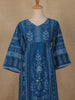 Dark Blue Floral Printed Cotton Kurti Top - Diadem