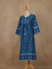 Dark Blue Floral Printed Cotton Kurti Top - Diadem
