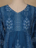 Dark Blue Floral Printed Cotton Kurti Top - Diadem