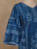 Dark Blue Floral Printed Cotton Kurti Top - Diadem