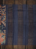 Dark Blue Floral Vine Woven Design Pure Tussar Saree with Zari Border
