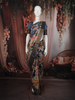 Dark Blue Floral Vine Woven Design Pure Tussar Saree with Zari Border