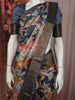 Dark Blue Floral Vine Woven Design Pure Tussar Saree with Zari Border